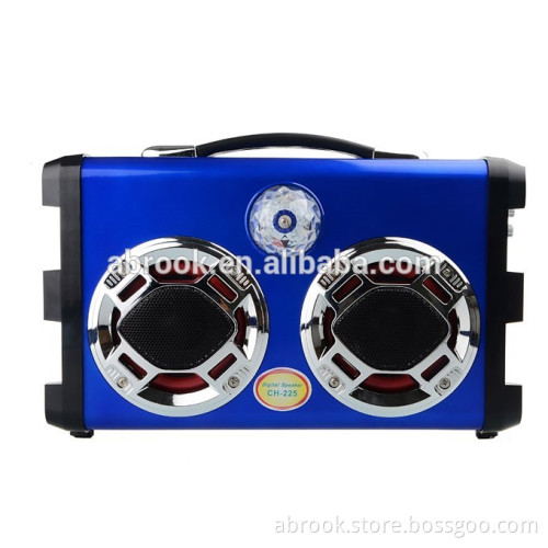 Flashing fm radio usb sd card reader super bass portable led karaoke speaker